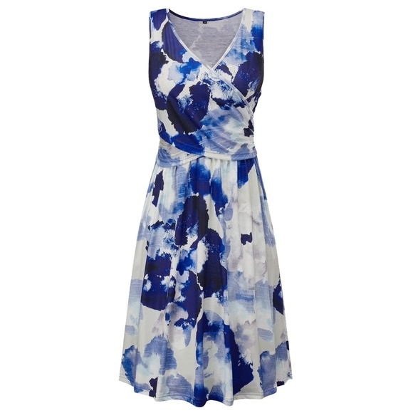 OUGES V-Neck Dress Sleeveless Maternity Nursing Gown Breastfeeding Postpartum - Picture 9 of 16